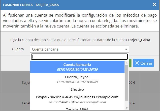 Seleccionar cuenta para fusionar