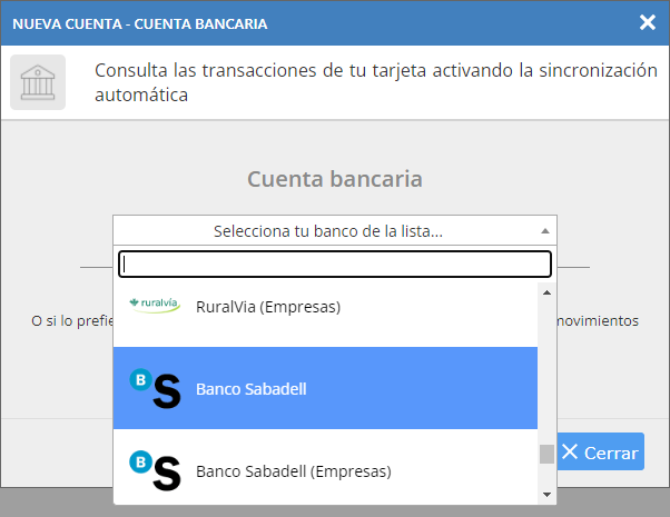 Seleccionar cuenta bancaria