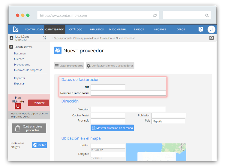 Dades de facturació proveïdors