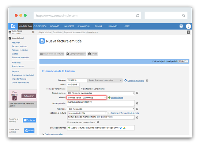 Clientes varios facturas Contasimple paso 4