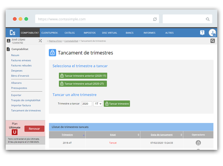 Tancament de trimestres en Contasimple