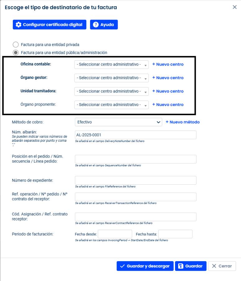 pantalla datos adicionales