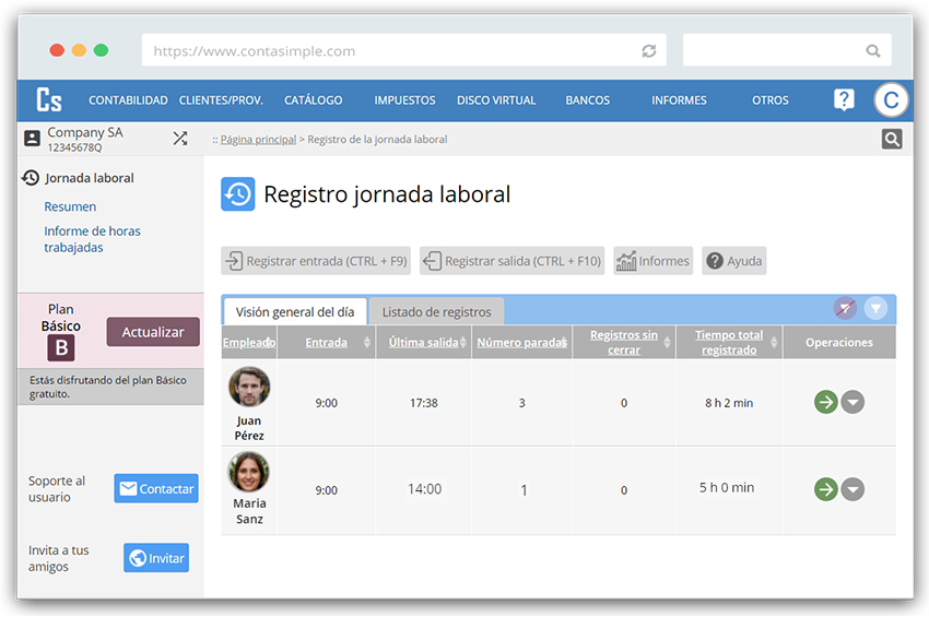 Resumen registro jornada laboral