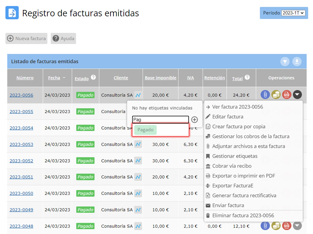 Añadir etiqueta existente