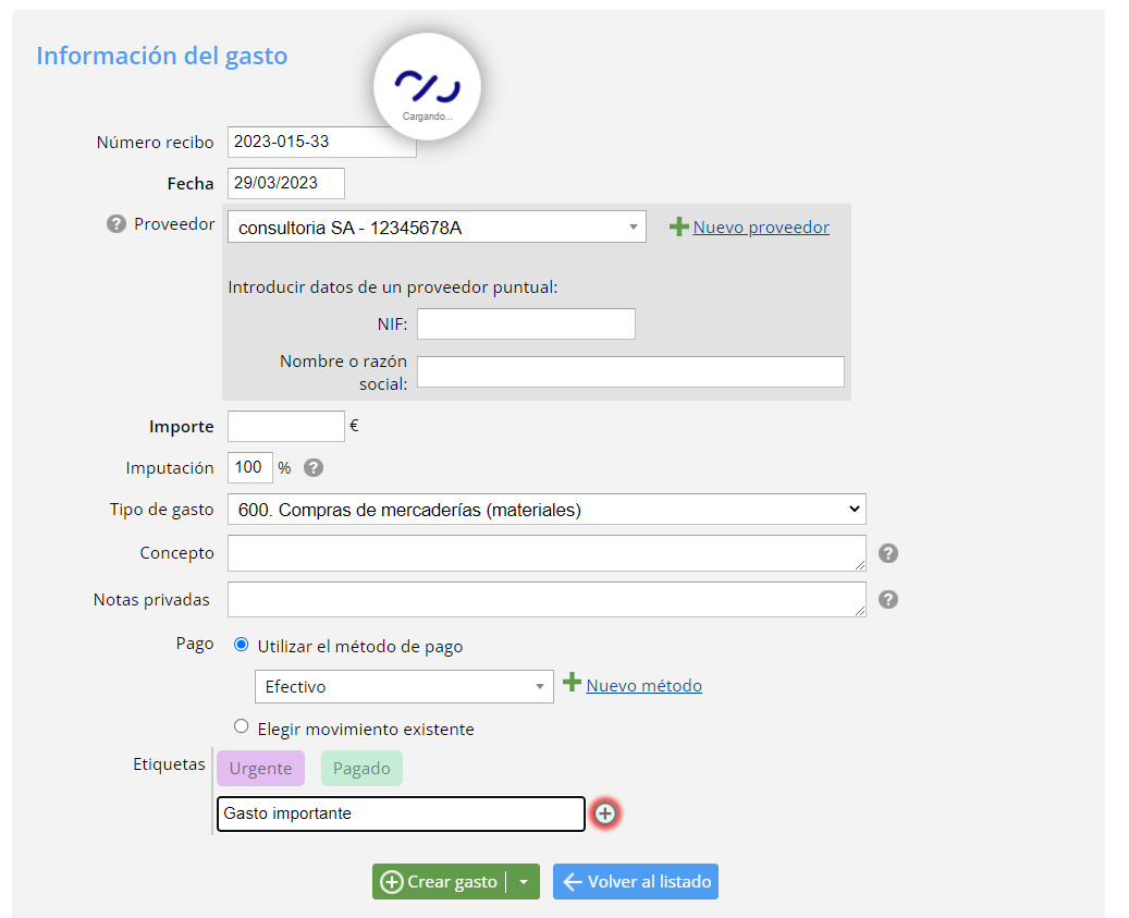Crear etiqueta