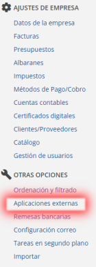 Aplicaciones externas