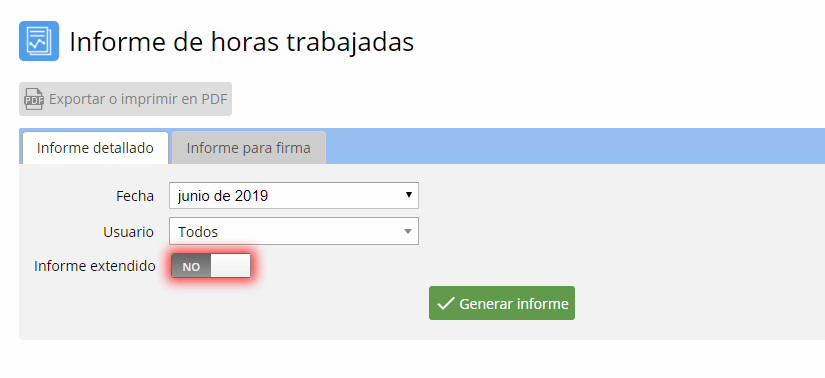 Seleccionar tipo de informe (básico o extendido)