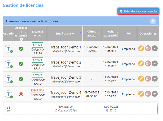 Extender licencias