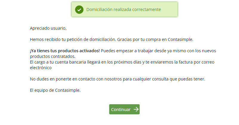 Compra realizada correctamente