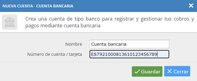 Cuenta bancaria manual