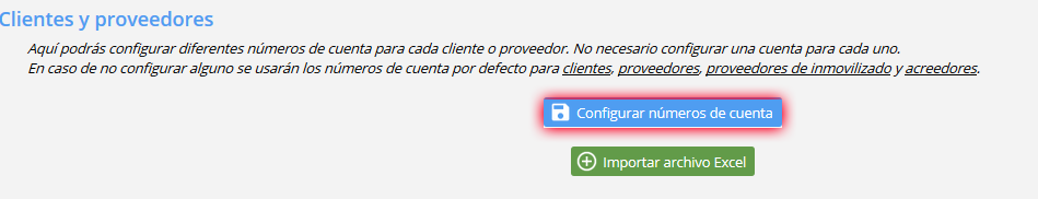 Configurar números de cuenta