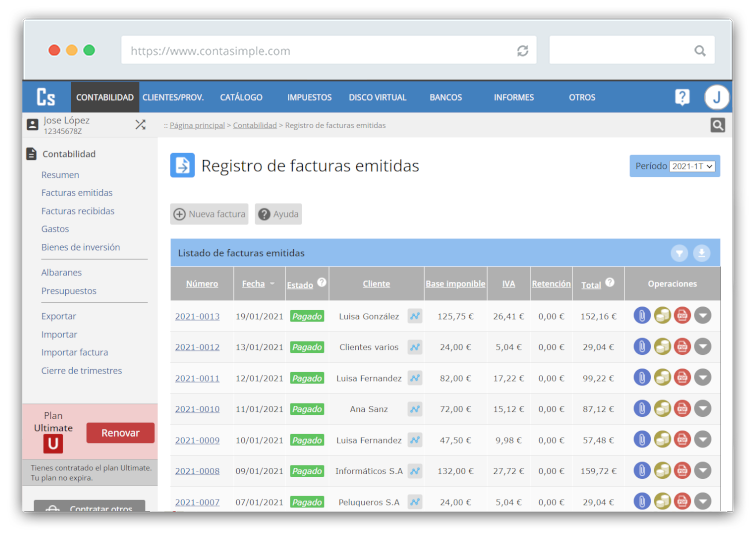 Más opciones de facturación