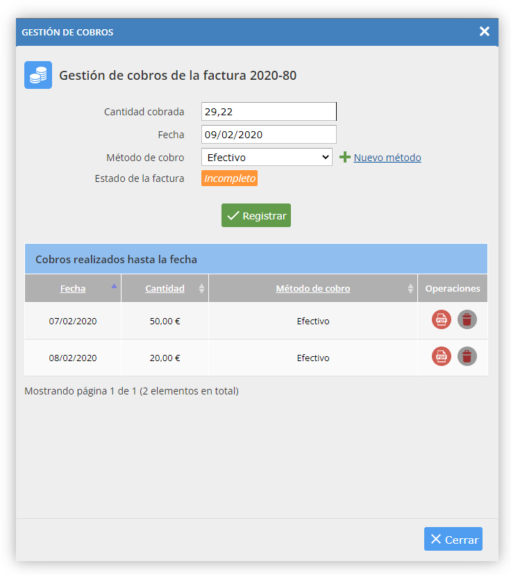 Más opciones de facturación
