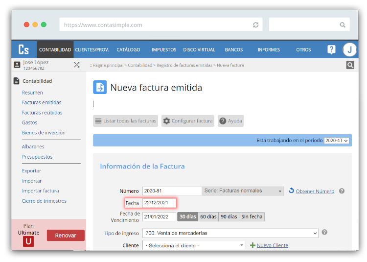 Fecha de la factura