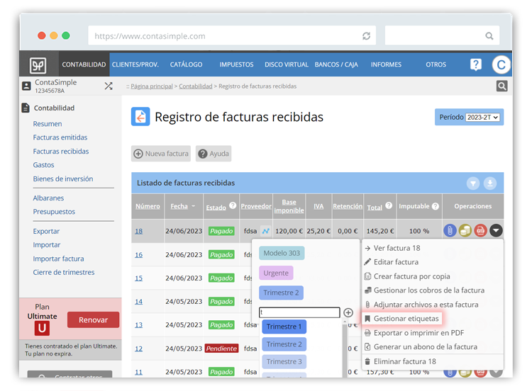 Seleccionar etiquetas