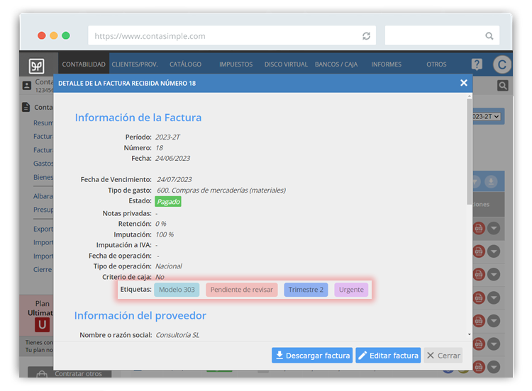 Ver etiquetas