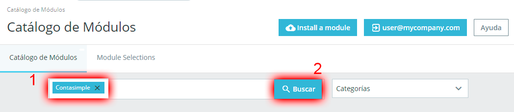 Localizar el módulo Cegid Contasimple a través del buscador