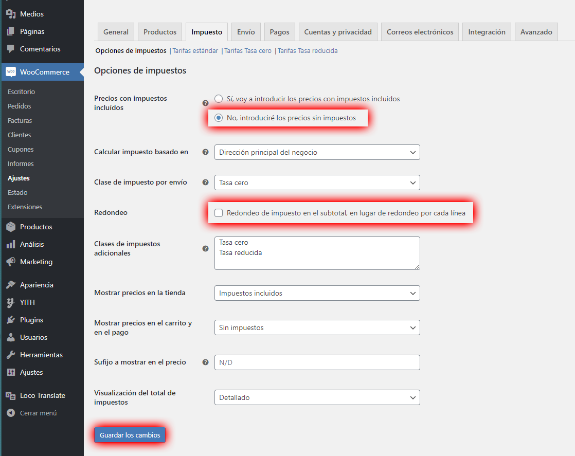 Ajustes de redondeo en WooCommerce Ajustes de redondeo en WooCommerce