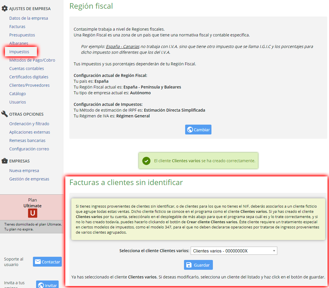 Configurar Clientes varios en Cegid Contasimple