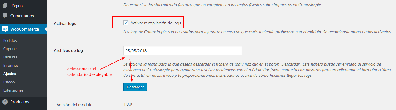 Descargar fichero de errores (log file) Descargar fichero de errores (log file)