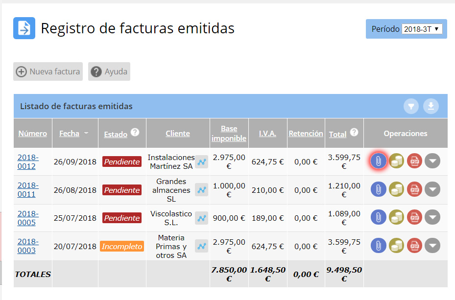 Listado de Facturas