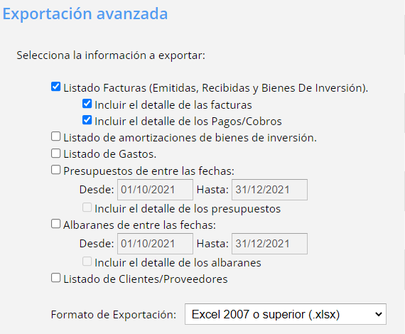 Exportción de facturas desde Cegid Contasimple