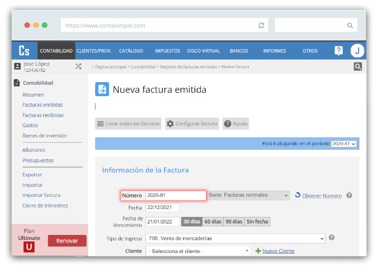 Número de factura
